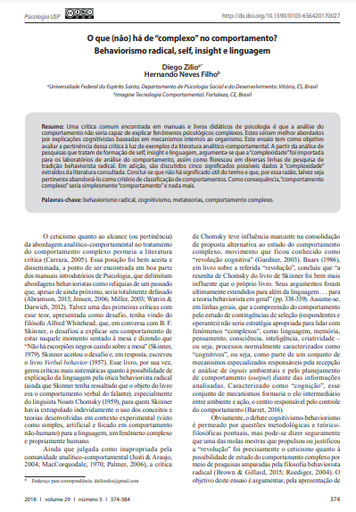 O que (não) há de “complexo” no comportamento? Behaviorismo radical, self, insight e linguagem
