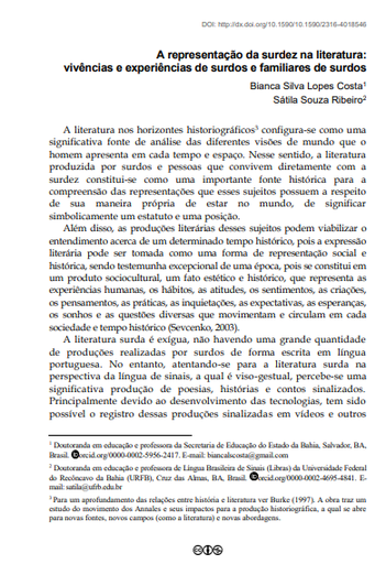 A representação da surdez na literatura: vivências e experiências de surdos e familiares de surdos