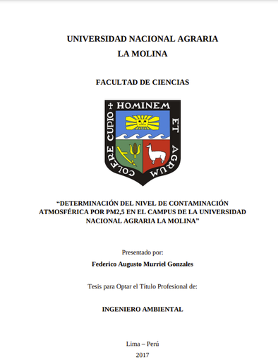 Determinación del nivel de contaminación atmosférica por PM2,5 en el campus UNALM