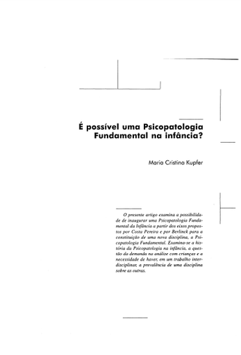 É possível uma Psicopatologia Fundamental na infância?