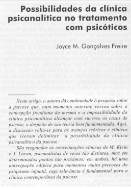 Possibilidades da clínica psicanalítica no tratamento com psicóticos