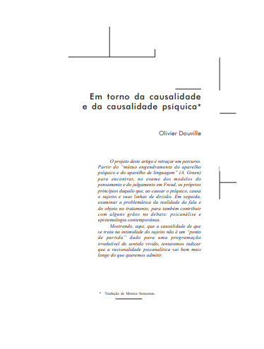 Em torno da causalidade e da causalidade psíquica