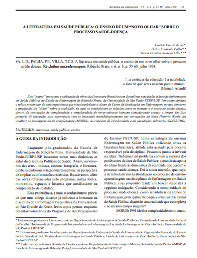 A literatura em saúde pública: o ensino de um &quot;novo olhar&quot; sobre o processo saúde-doença