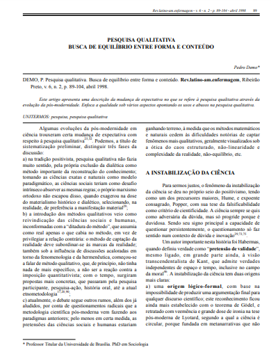 Pesquisa qualitativa: busca de equilíbrio entre forma e conteúdo