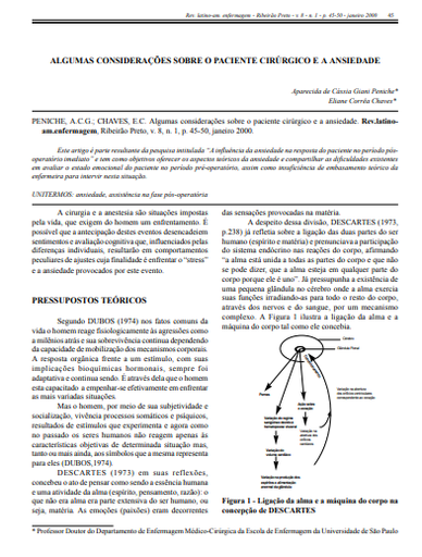 Algumas considerações sobre o paciente cirúrgico e a ansiedade