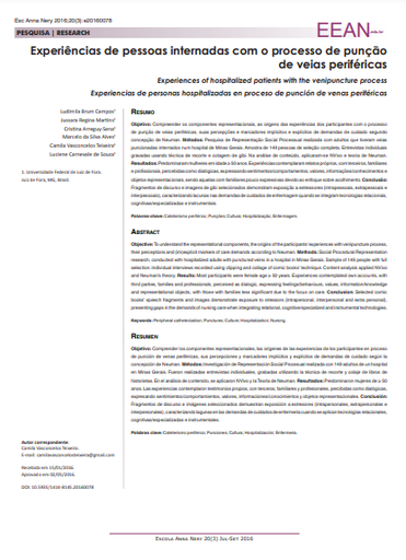Experiências de pessoas internadas com o processo de punção de veias periféricas