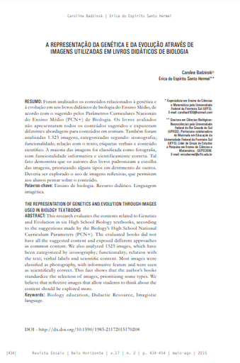 A REPRESENTAÇÃO DA GENÉTICA E DA EVOLUÇÃO ATRAVÉS DE IMAGENS UTILIZADAS EM LIVROS DIDÁTICOS DE BIOLOGIA