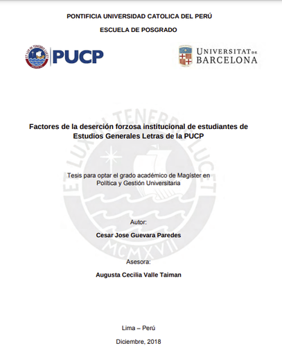 Factores de la deserción forzosa institucional de estudiantes de Estudios Generales Letras