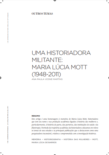 Uma historiadora militante: Maria Lúcia Mott (1948-2011)