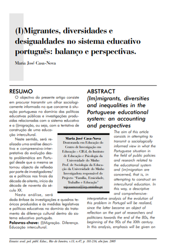 (I)migrantes, diversidades e desigualdades no sistema educativo português: balanço e perspectivas