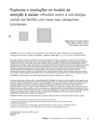Rupturas e resoluções no modelo de atenção à saúde: reflexões sobre a estratégia saúde da família com base nas categorias kuhnianas