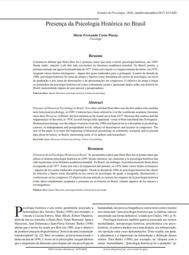 Presença da Psicologia Histórica no Brasil