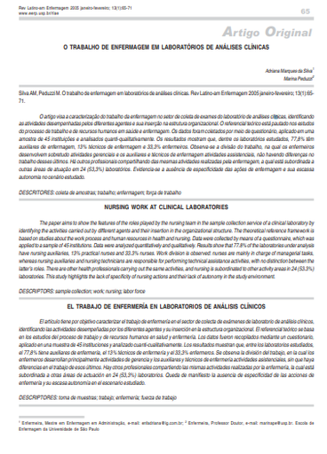 O trabalho de enfermagem em laboratórios de análises clínicas