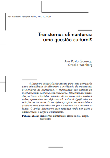 Transtornos alimentares: uma questão cultural?