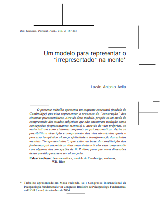 Um modelo para representar o “irrepresentado” na mente