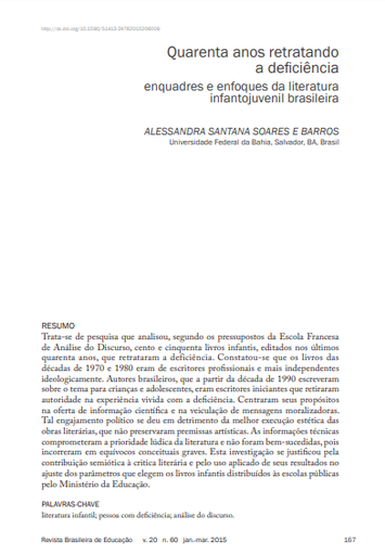 Quarenta anos retratando a deficiência enquadres e enfoques da literatura infantojuvenil brasileira