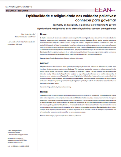 Espiritualidade e religiosidade nos cuidados paliativos: conhecer para governar