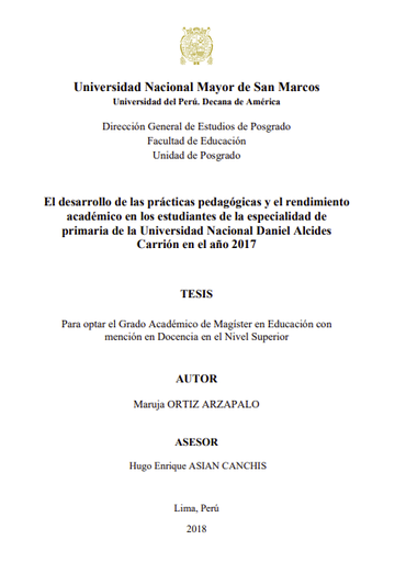 El desarrollo de las prácticas pedagógicas y el rendimiento académico en los estudiantes