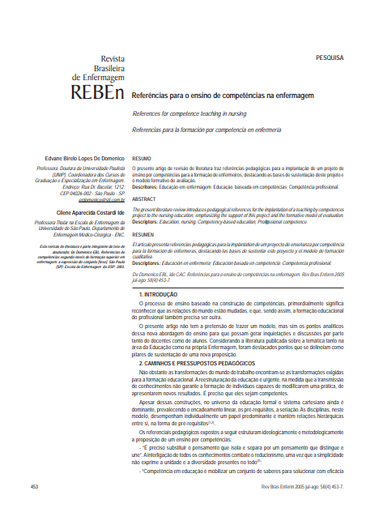 Referências para o ensino de competências na enfermagem