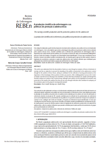 A produção científica da enfermagem e as políticas de proteção à adolescência