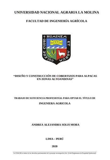 Diseño y construcción de cobertizos para alpacas en zonas altoandinas