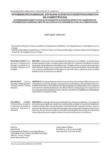 Interdisciplinaridade, estágios clínicos e desenvolvimento de competências