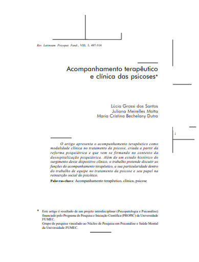 Acompanhamento terapêutico e clínica das psicoses