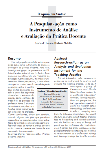 A pesquisa-ação como instrumento de análise e avaliação da prática docente