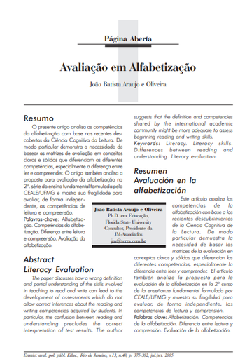 Avaliação em alfabetização
