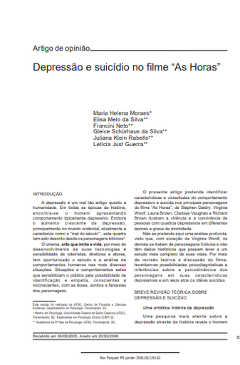 Depressão e suicídio no filme &quot;As Horas&quot;