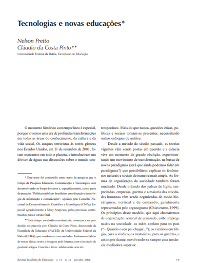 Tecnologias e novas educações
