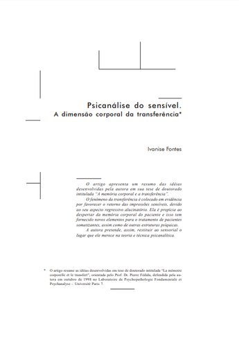 Psicanálise do sensível. A dimensão corporal da transferência