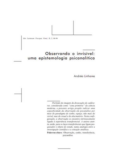 Observando o invisível: uma epistemologia psicanalítica