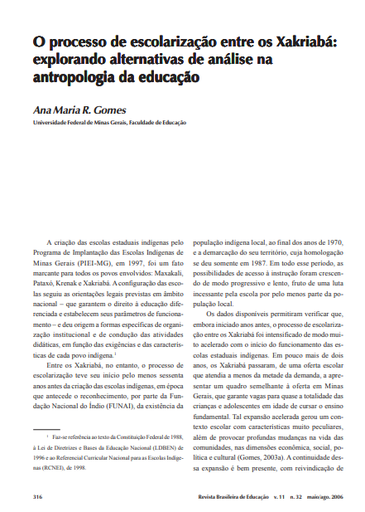 O processo de escolarização entre os Xakriabá: explorando alternativas de análise na antropologia da educação