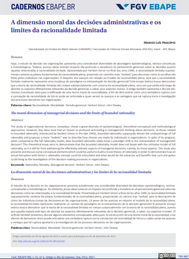 A dimensão moral das decisões administrativas e os limites da racionalidade limitada
