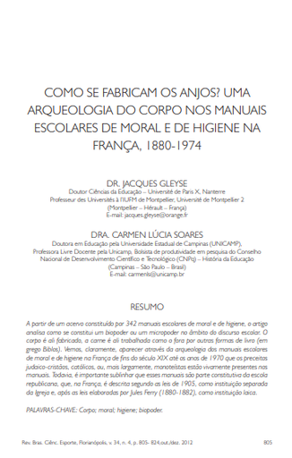 Como se fabricam os anjos?: uma arqueologia do corpo nos manuais escolares de moral e de higiene na França, 1880-1974
