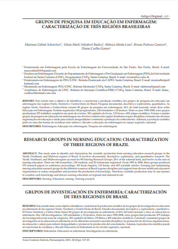 Grupos de pesquisa em educação em enfermagem: caracterização de três regiões brasileiras
