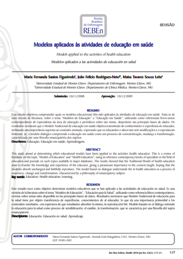 Modelos aplicados às atividades de educação em saúde