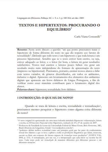 Textos e hipertextos: procurando o equilíbrio