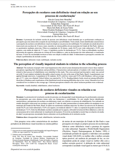 Percepções de escolares com deficiência visual em relação ao seu processo de escolarização
