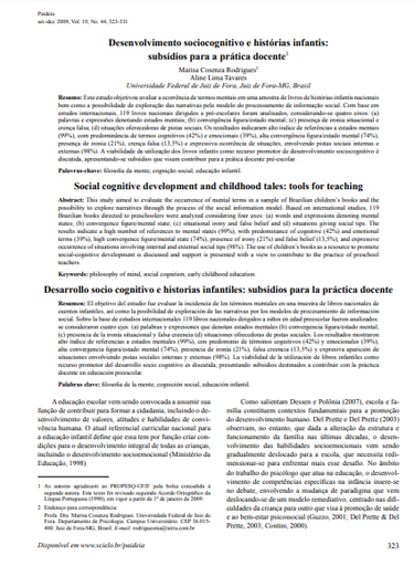 Desenvolvimento sociocognitivo e histórias infantis: subsídios para a prática docente