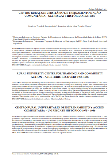 Centro rural universaitário e ação comunitária: um resgate histórico 1975-1986