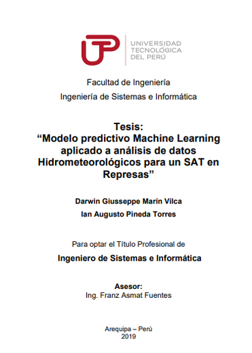 Modelo predictivo machine learning aplicado a análisis de datos hidrometeorológicos para un SAT en represas