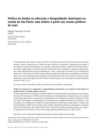 Política de fundos na educação e desigualdades municipais no estado de São Paulo: uma análise a partir das arenas políticas de Lowi