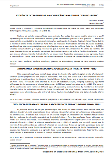 Violência intrafamiliar na adolescência na cidade de Puno - Peru