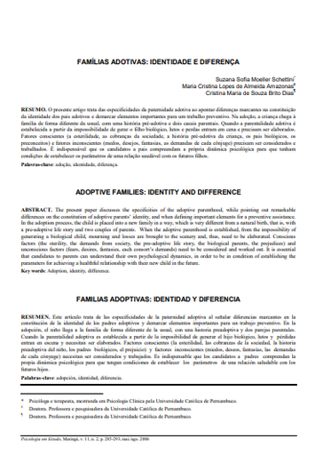 Famílias adotivas: identidade e diferença