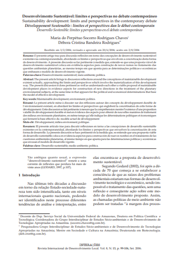 Desenvolvimento sustentável: limites e perspectivas no debate contemporâneo