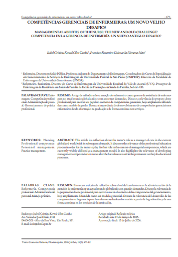 Competências gerenciais de enfermeiras: um novo velho desafio?