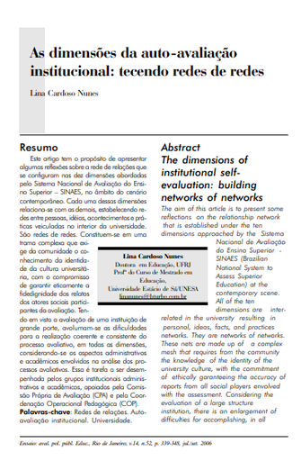 As dimensões da auto-avaliação institucional: tecendo redes de redes