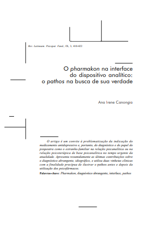 O pharmakon na interface do dispositivo analítico: o pathos na busca de sua verdade